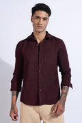 Men Air Like Linen Vintage Shirt-Maroon