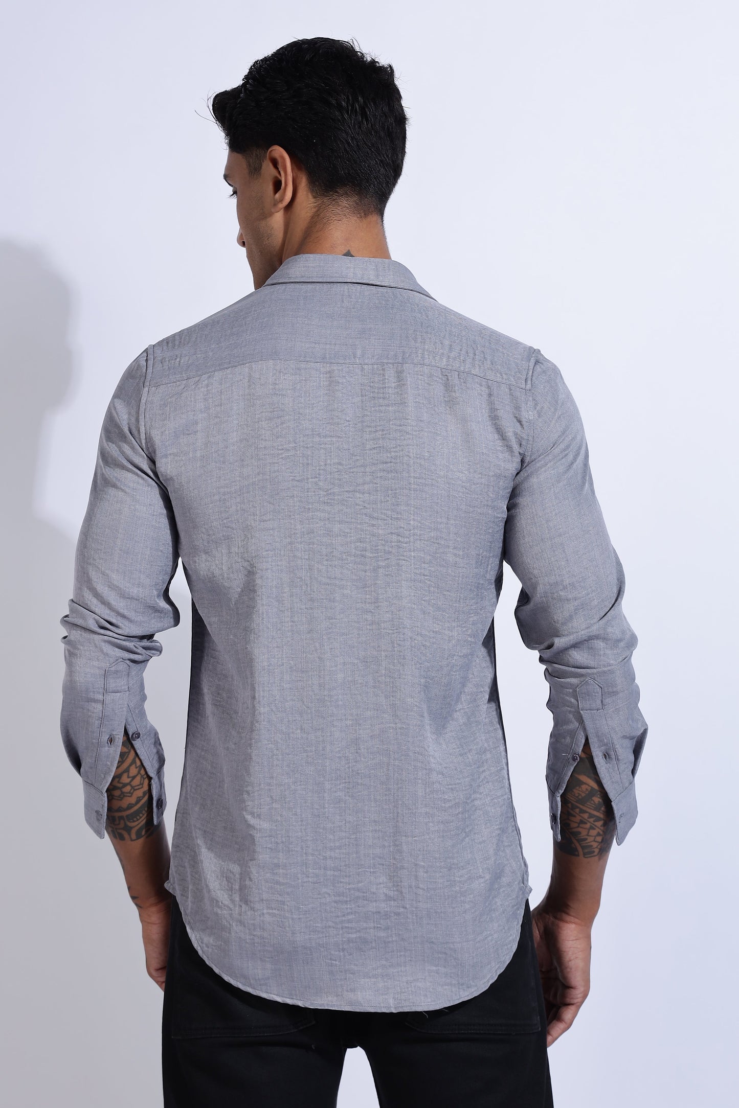 Men Air Linen Like Shirt-Grey