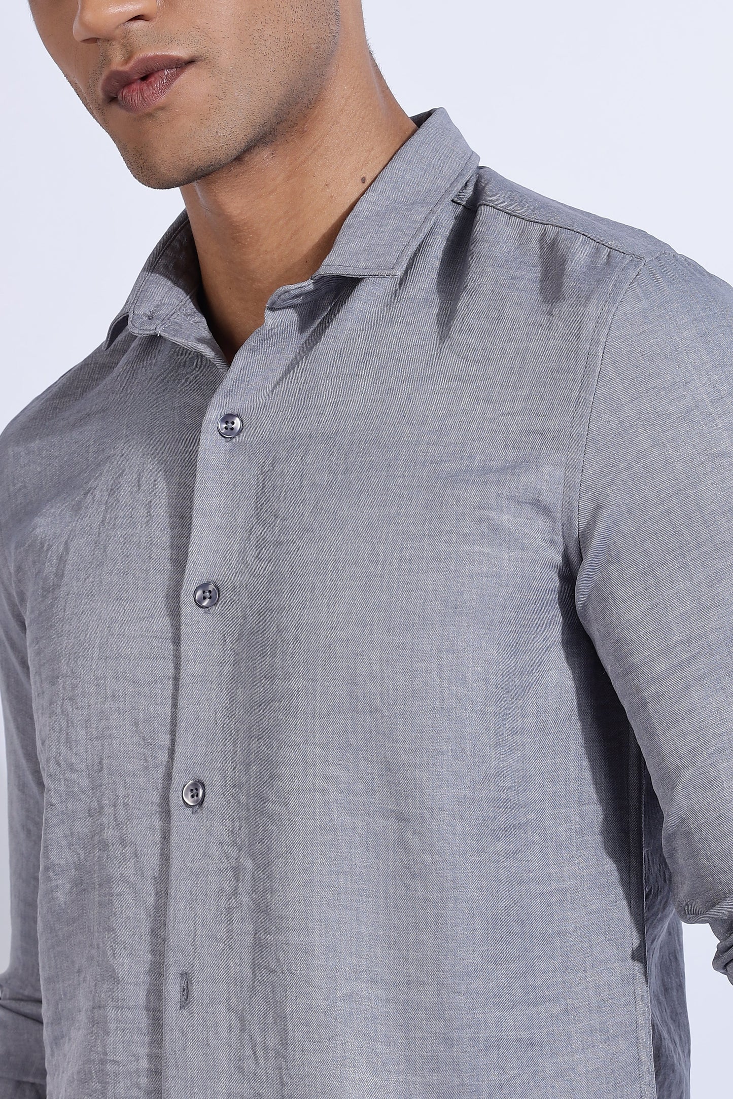 Men Air Linen Like Shirt-Grey