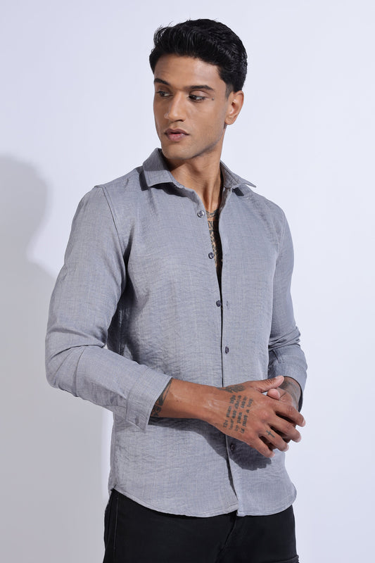Men Air Linen Like Shirt-Grey