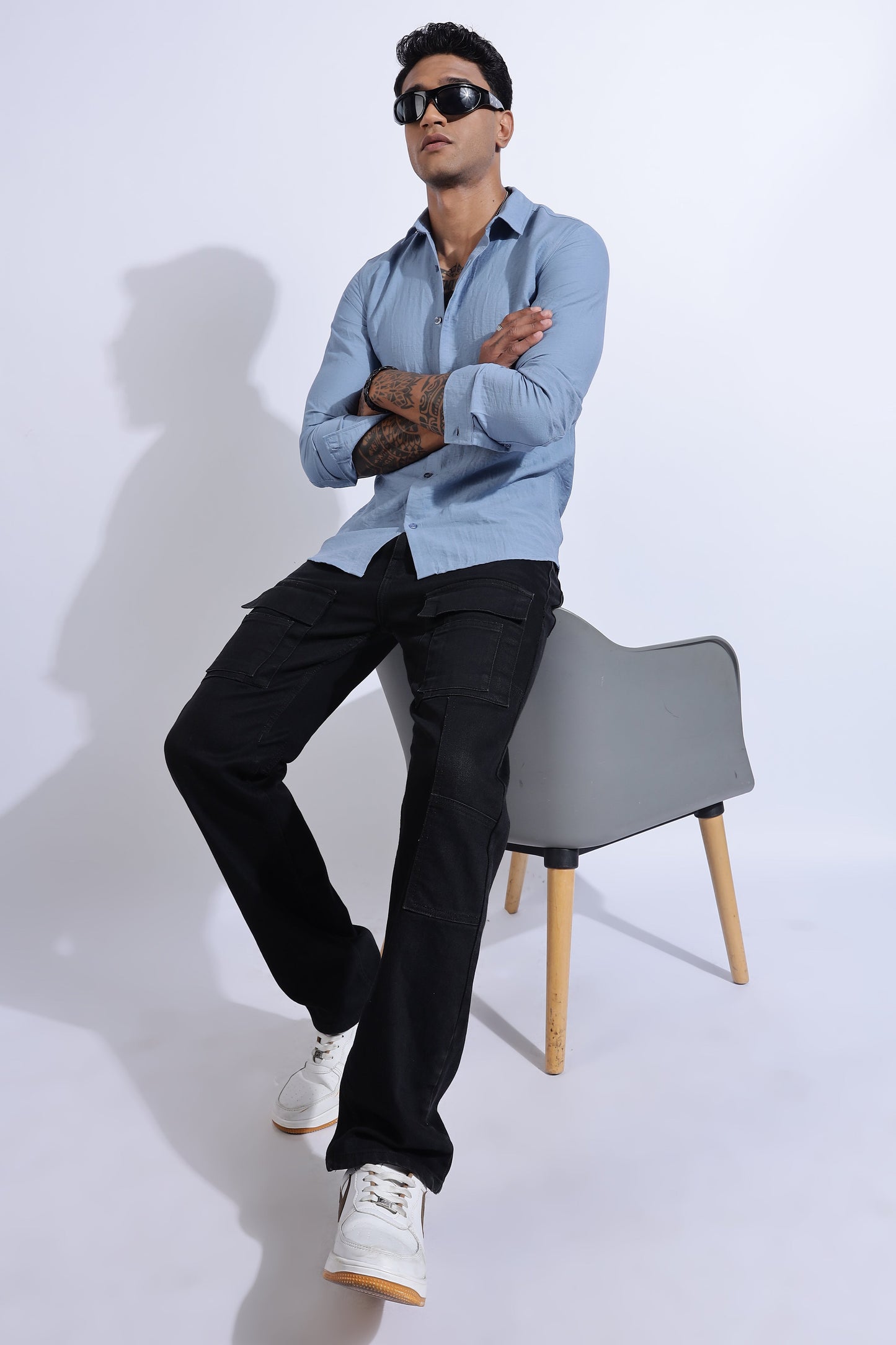 Men Lucas Look Linen Shirt-Sky Blue