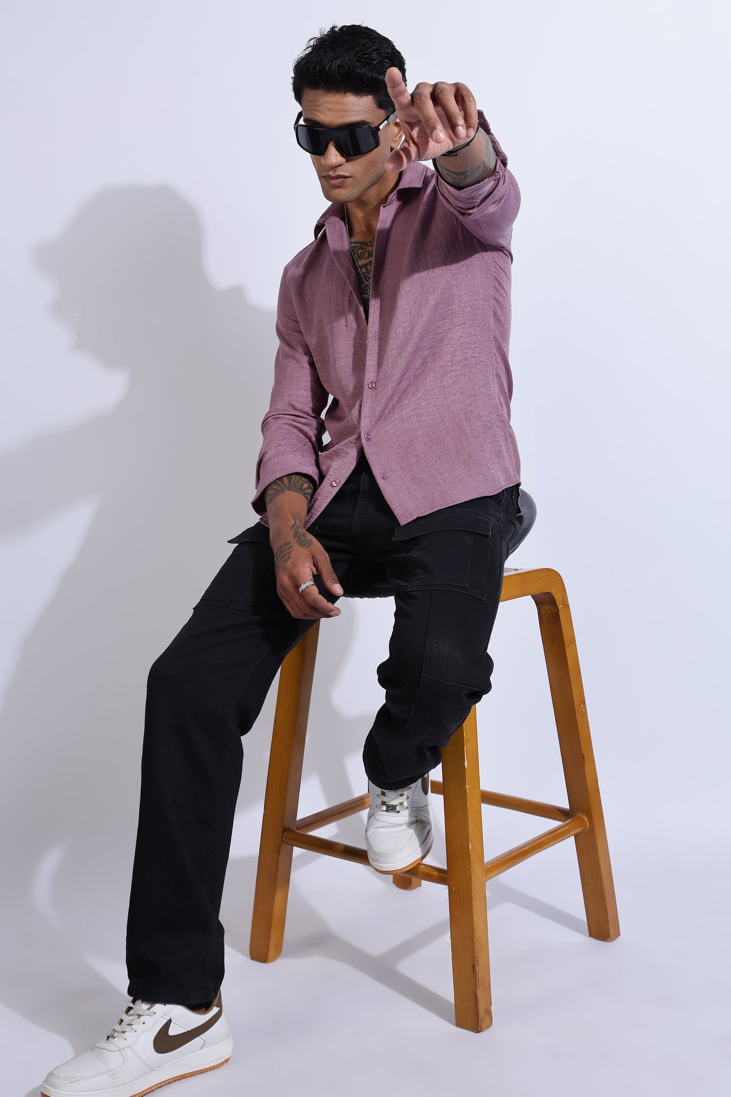 Men Air Linen Like Shirt-Wine