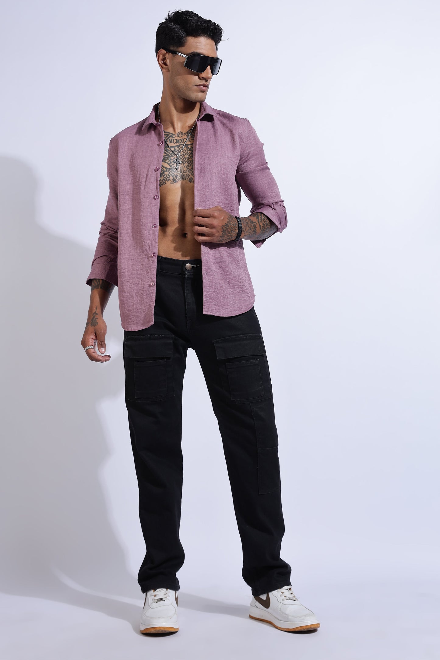 Men Air Linen Like Shirt-Wine