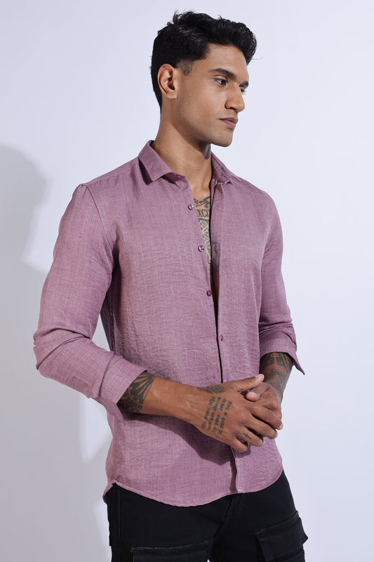 Men Air Linen Like Shirt-Wine
