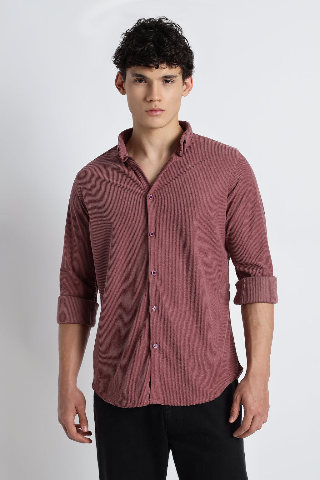 Men Corduroy Shirts-Pink