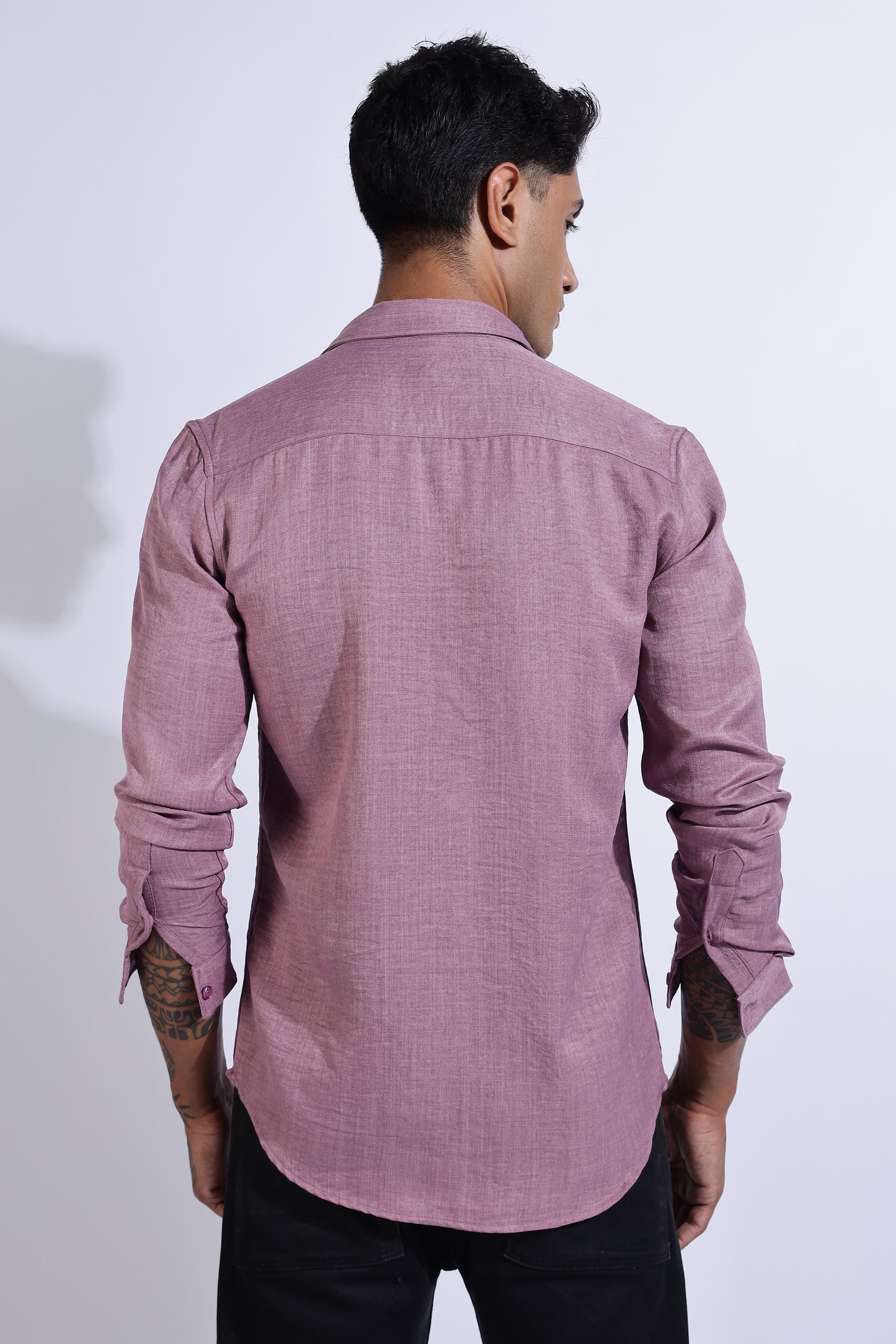 Men Air Linen Like Shirt-Wine