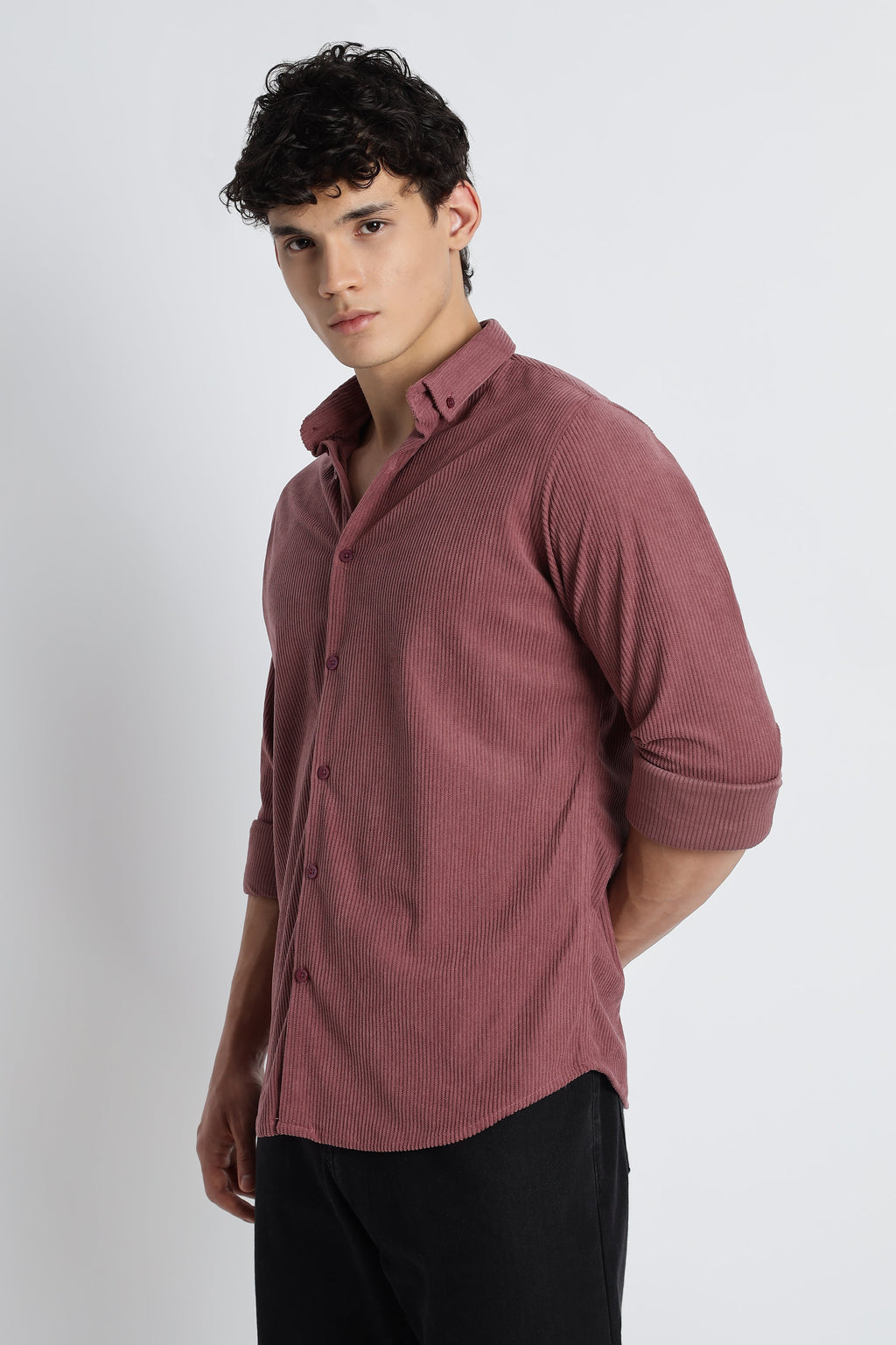 Men Corduroy Shirts-Pink