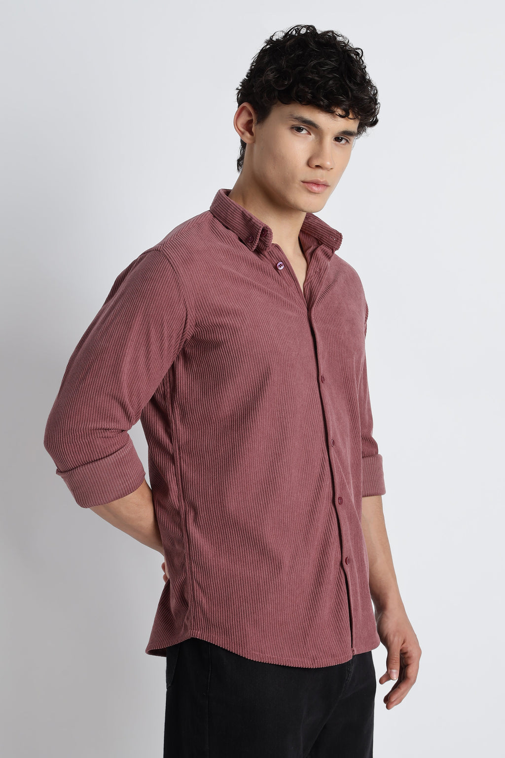 Men Corduroy Shirts-Pink