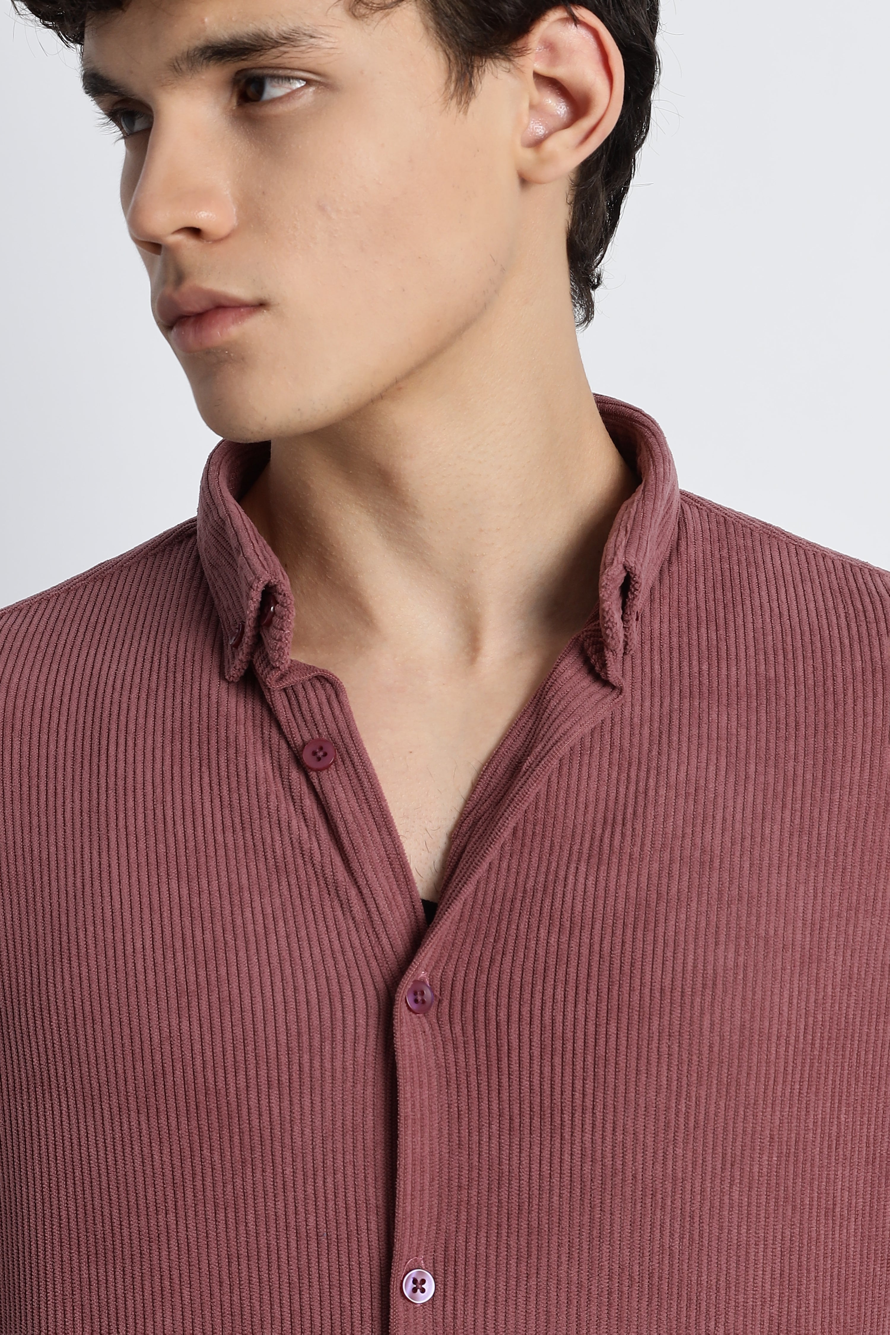 Men Corduroy Shirts-Pink