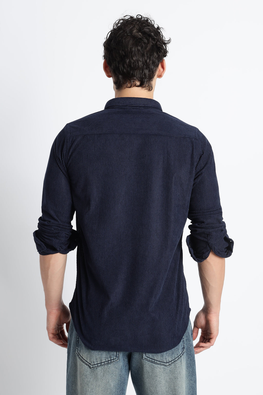Men Corduroy Shirts-Navy
