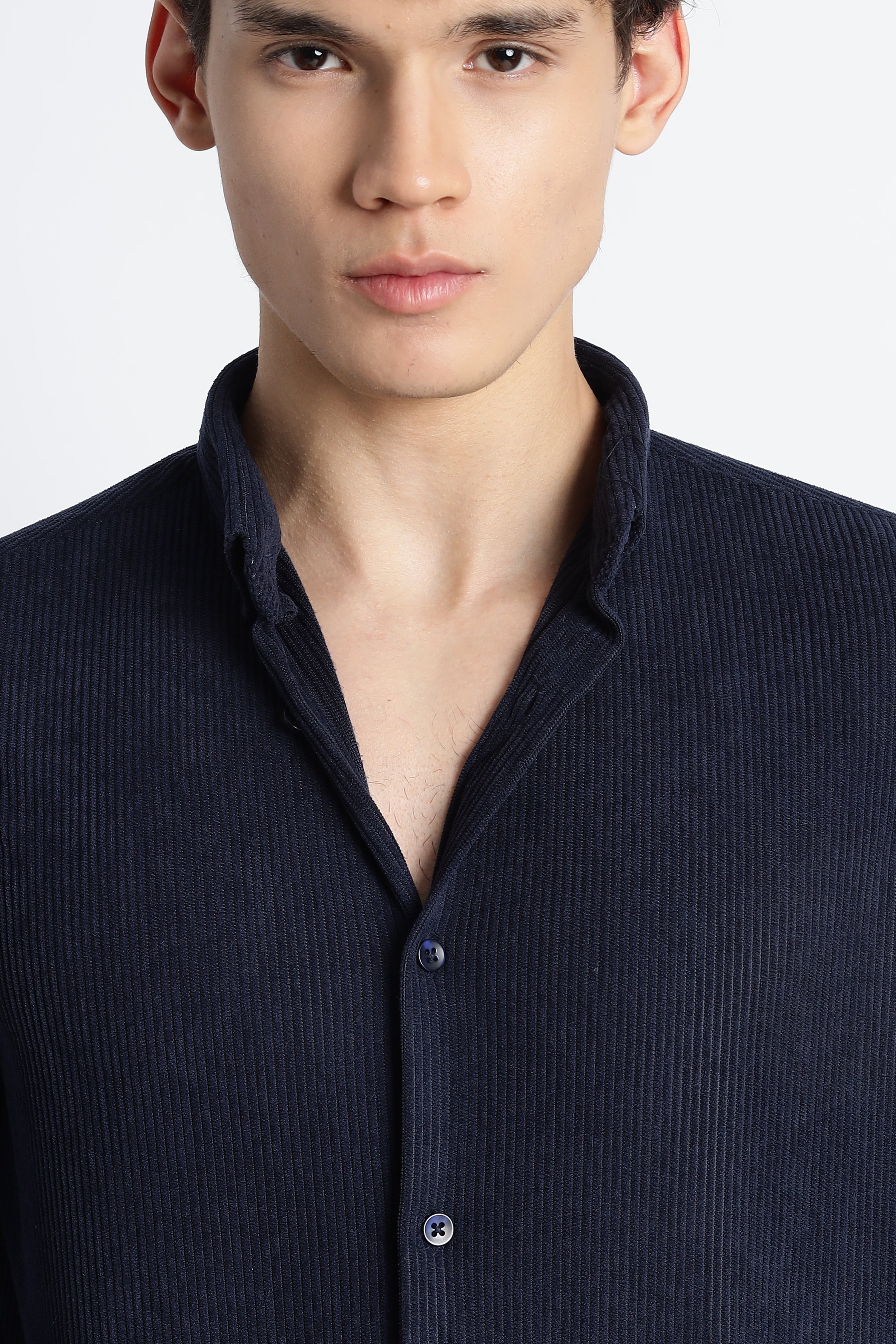 Men Corduroy Shirts-Navy