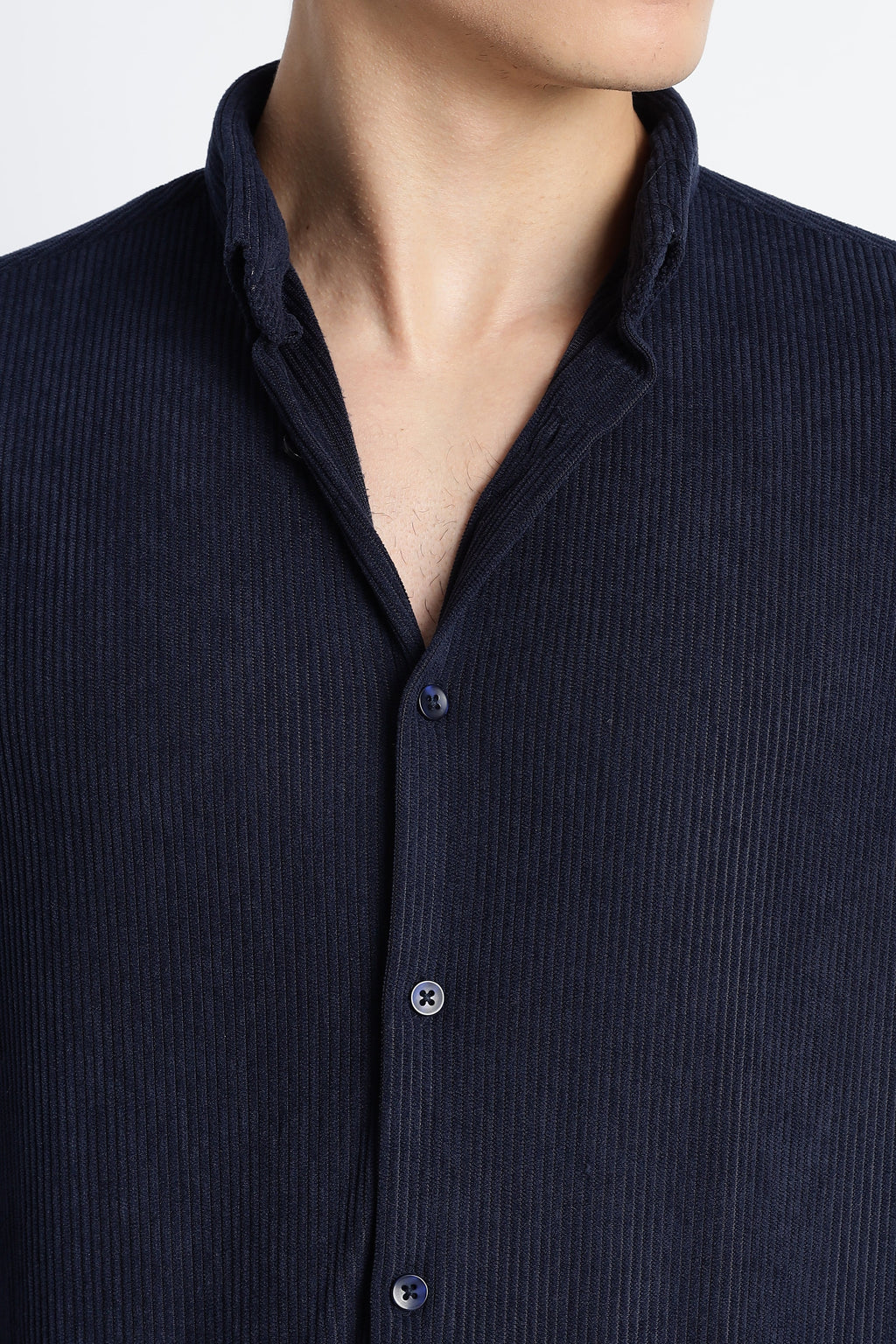 Men Corduroy Shirts-Navy