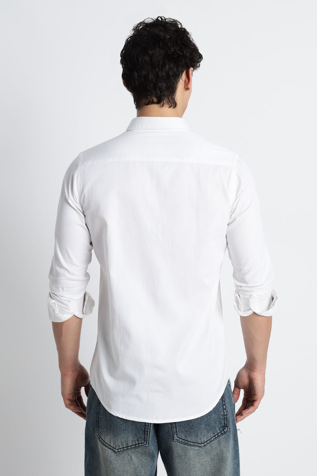 Men Army Twill Shirts-White