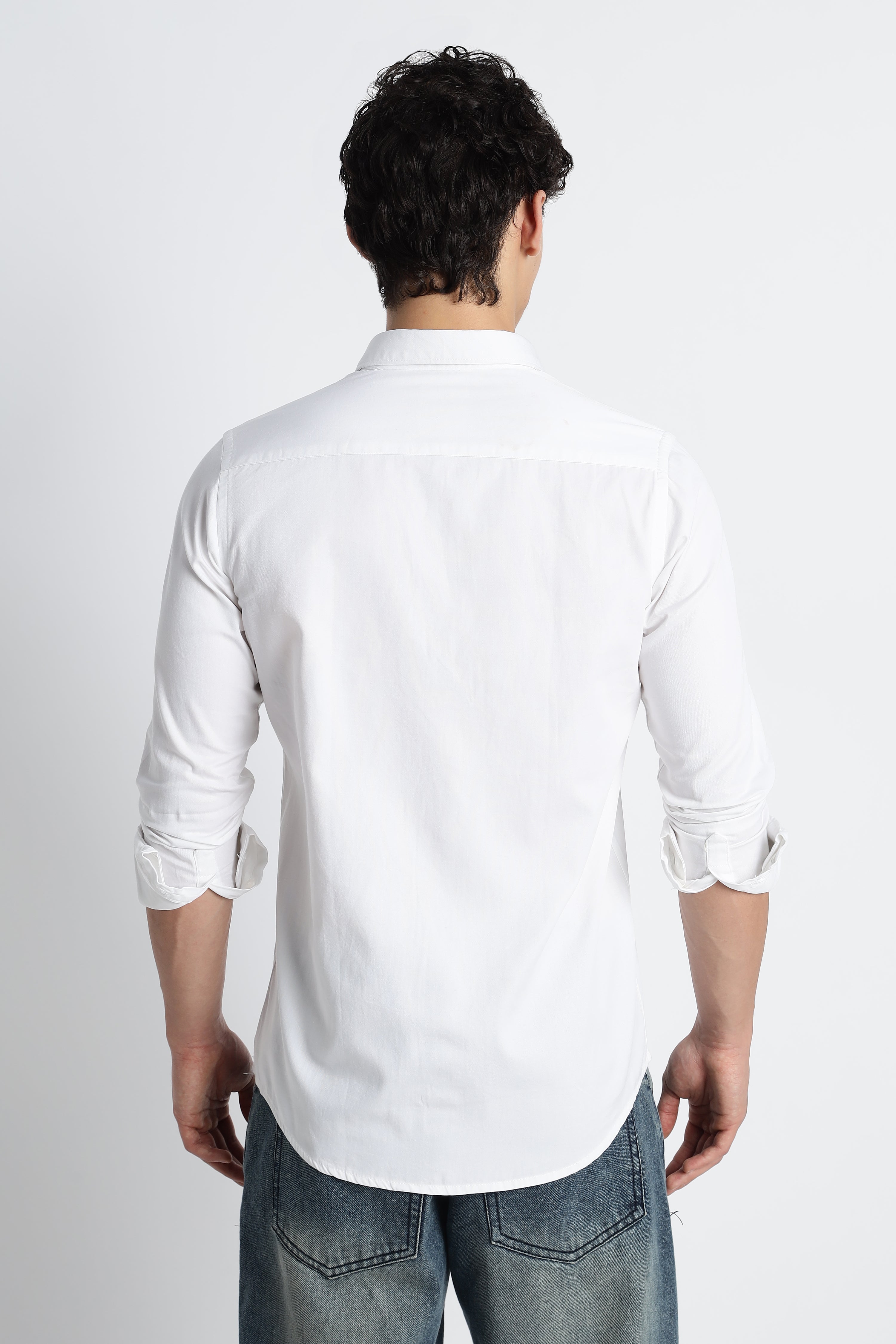 Men Army Twill Shirts-White
