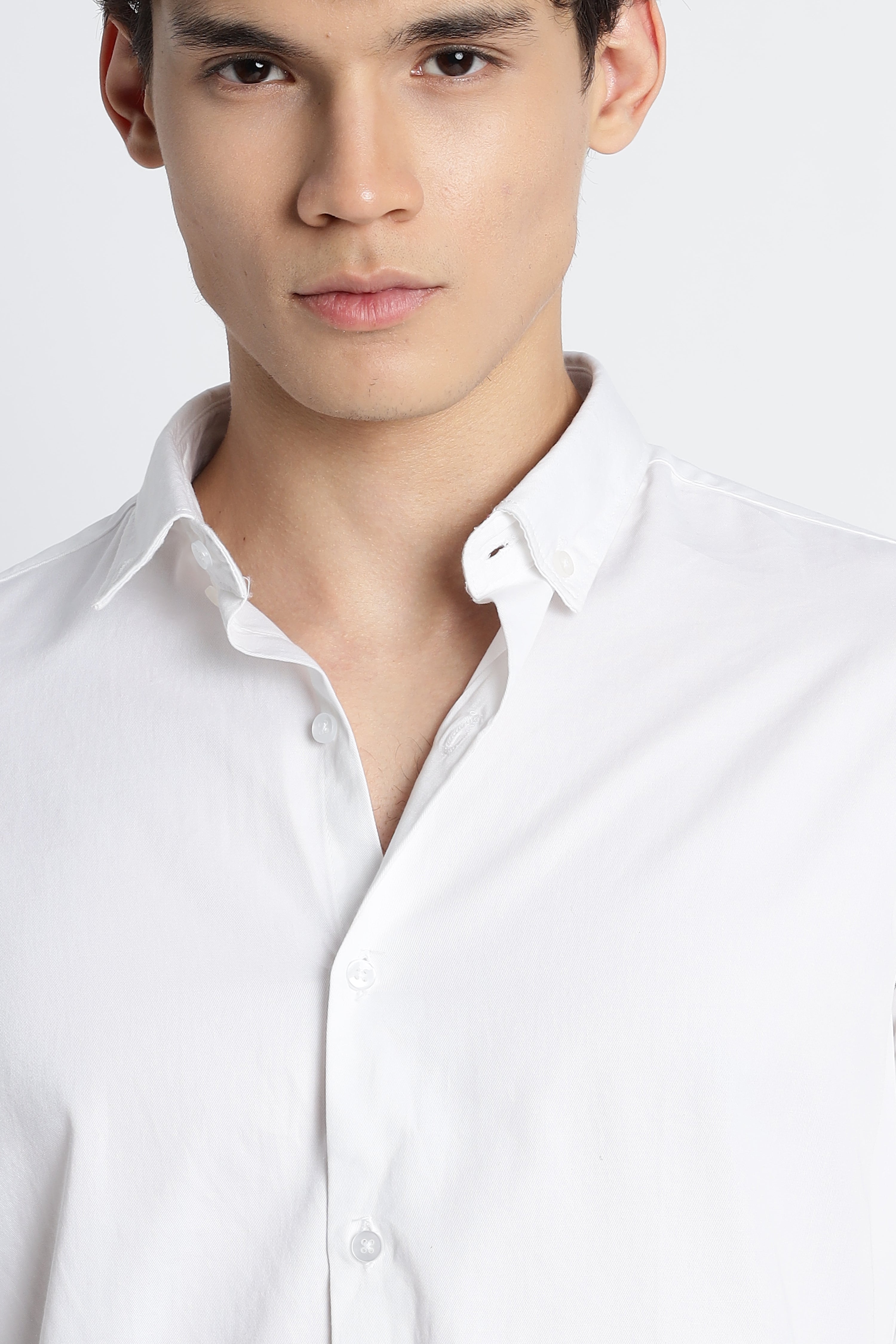 Men Army Twill Shirts-White