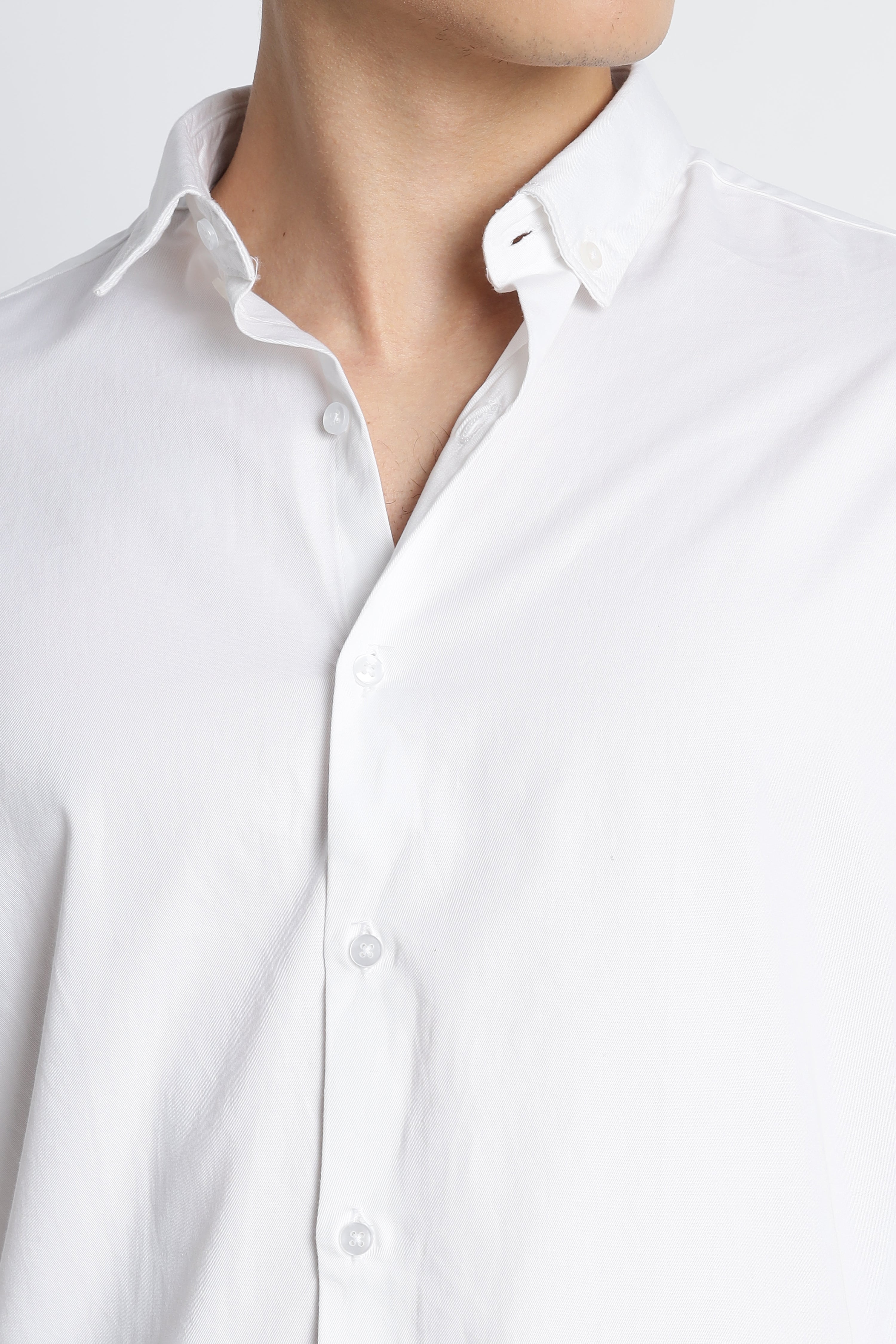 Men Army Twill Shirts-White