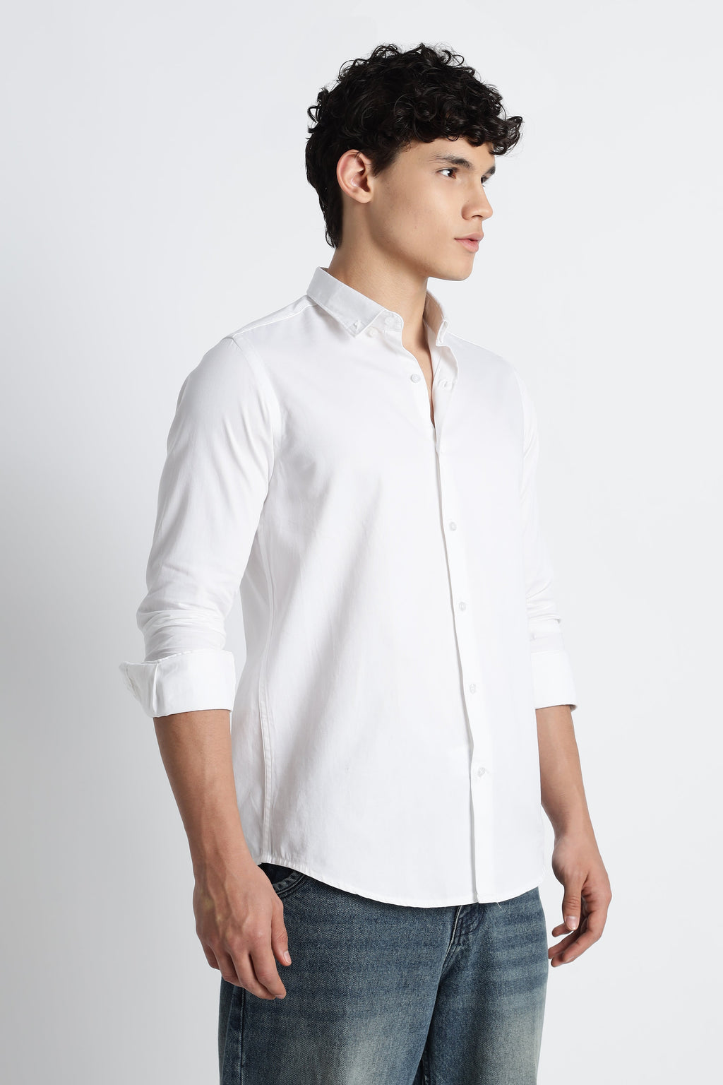 Men Army Twill Shirts-White