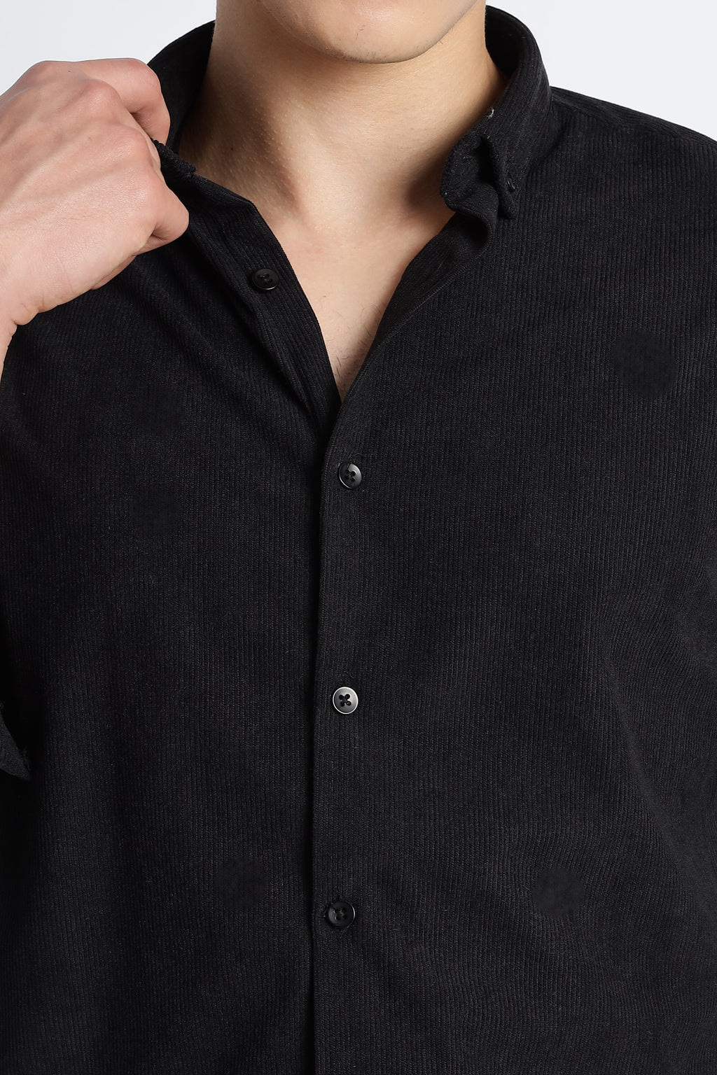 Men Corduroy Shirts-Black