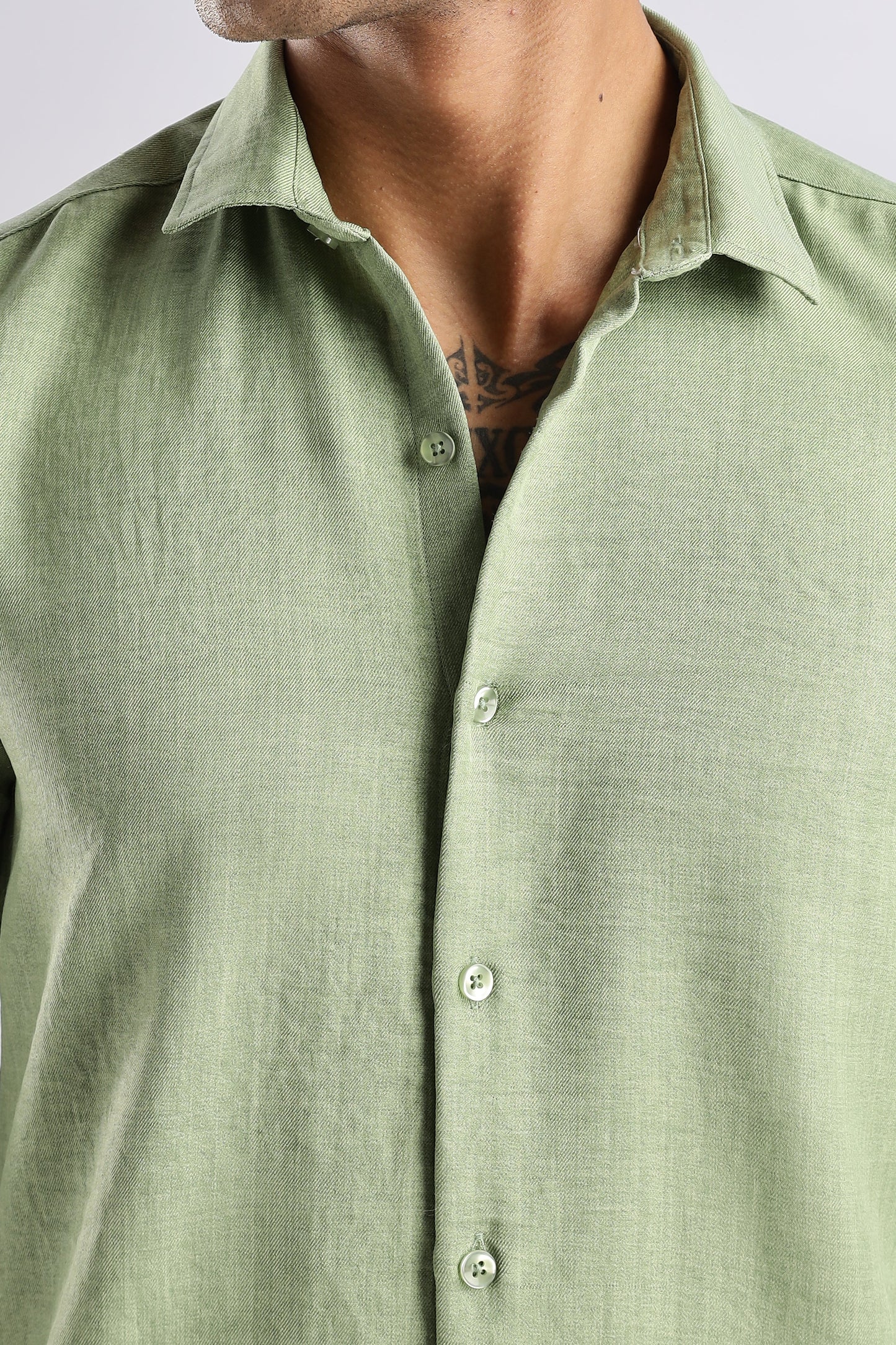 Men Air Linen Like Shirt-Green