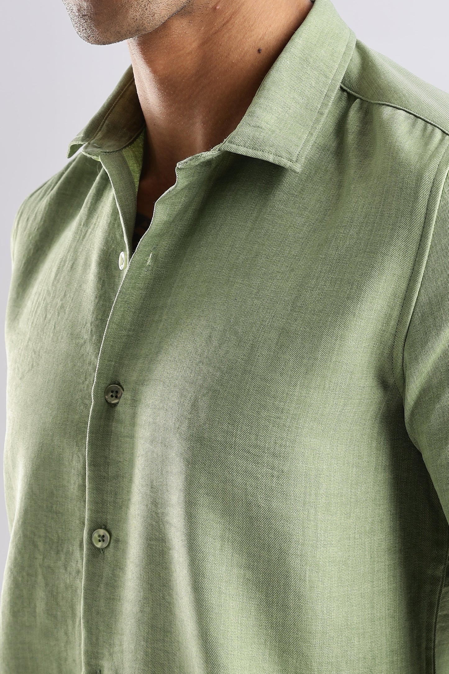 Men Air Linen Like Shirt-Green