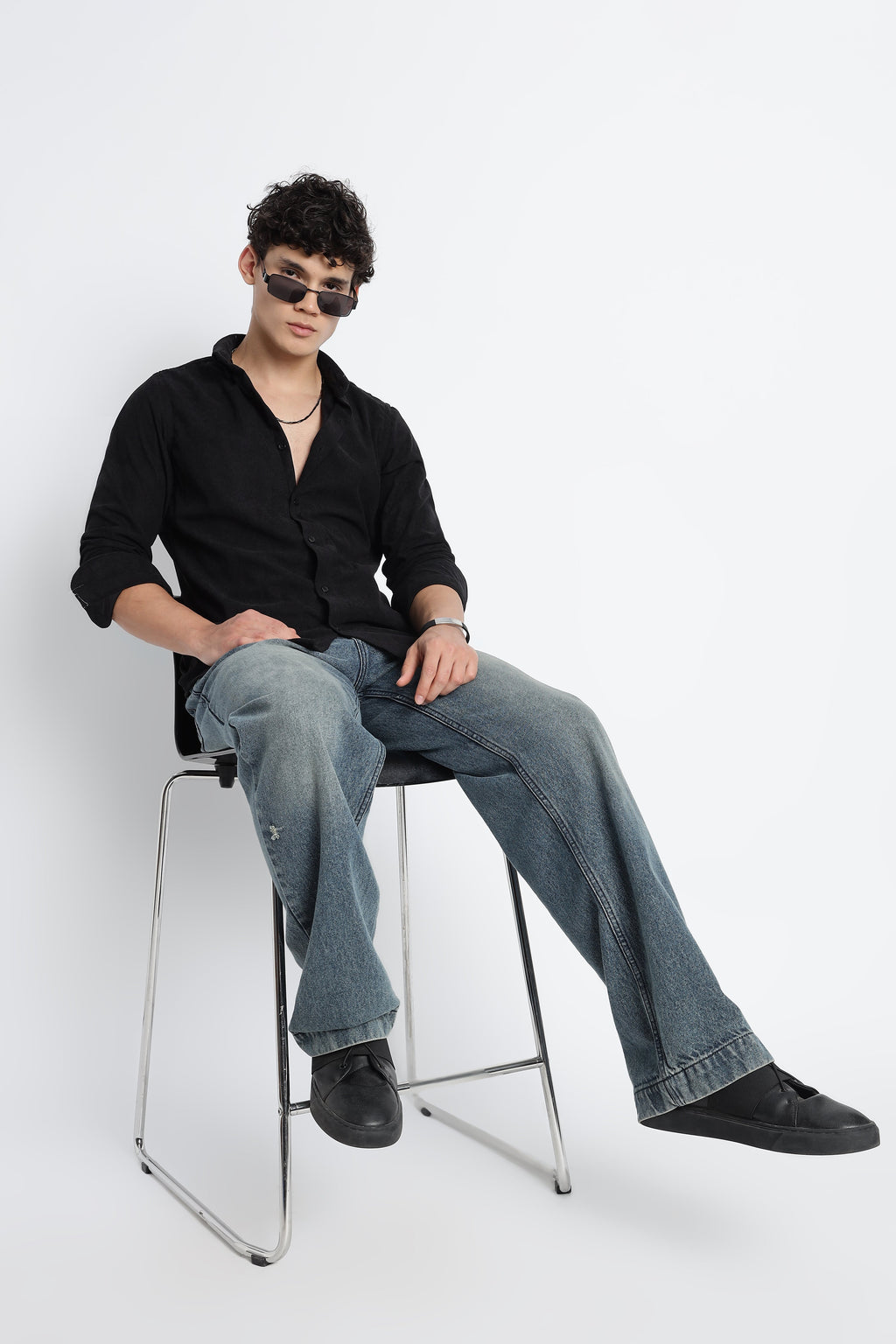Men Corduroy Shirts-Black