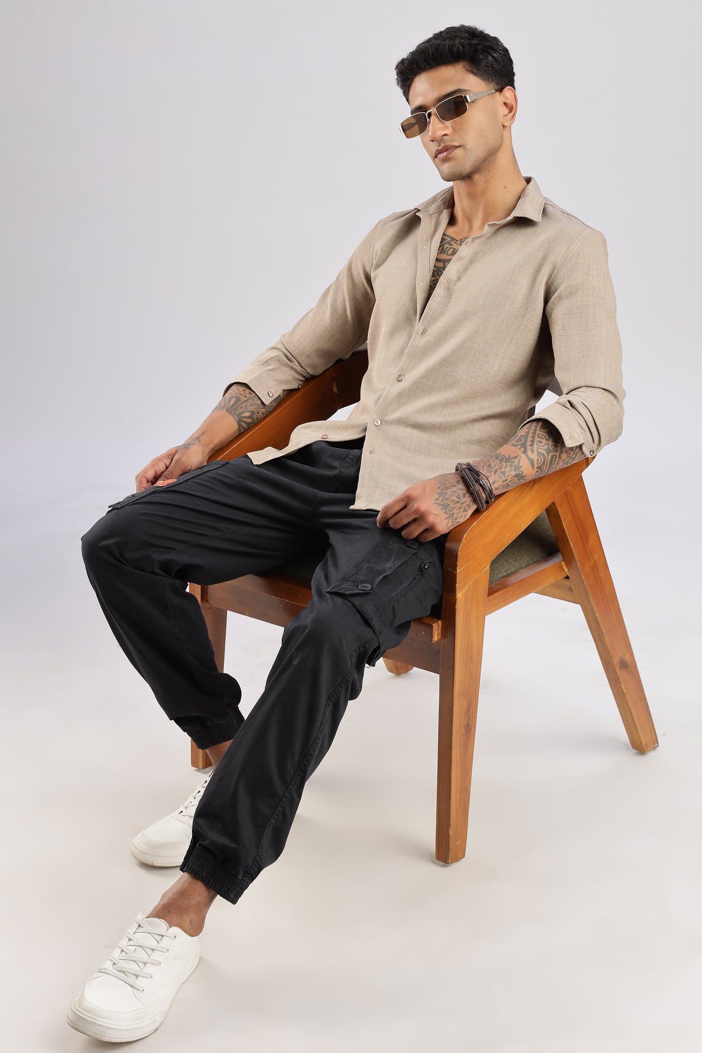 Men Air Linen Like Shirt-Fawn