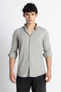 Men Milange Linen Stripes Shirts-Lt Grey
