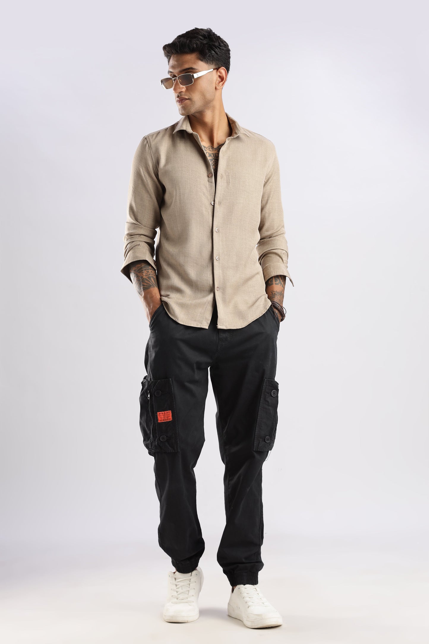 Men Air Linen Like Shirt-Fawn