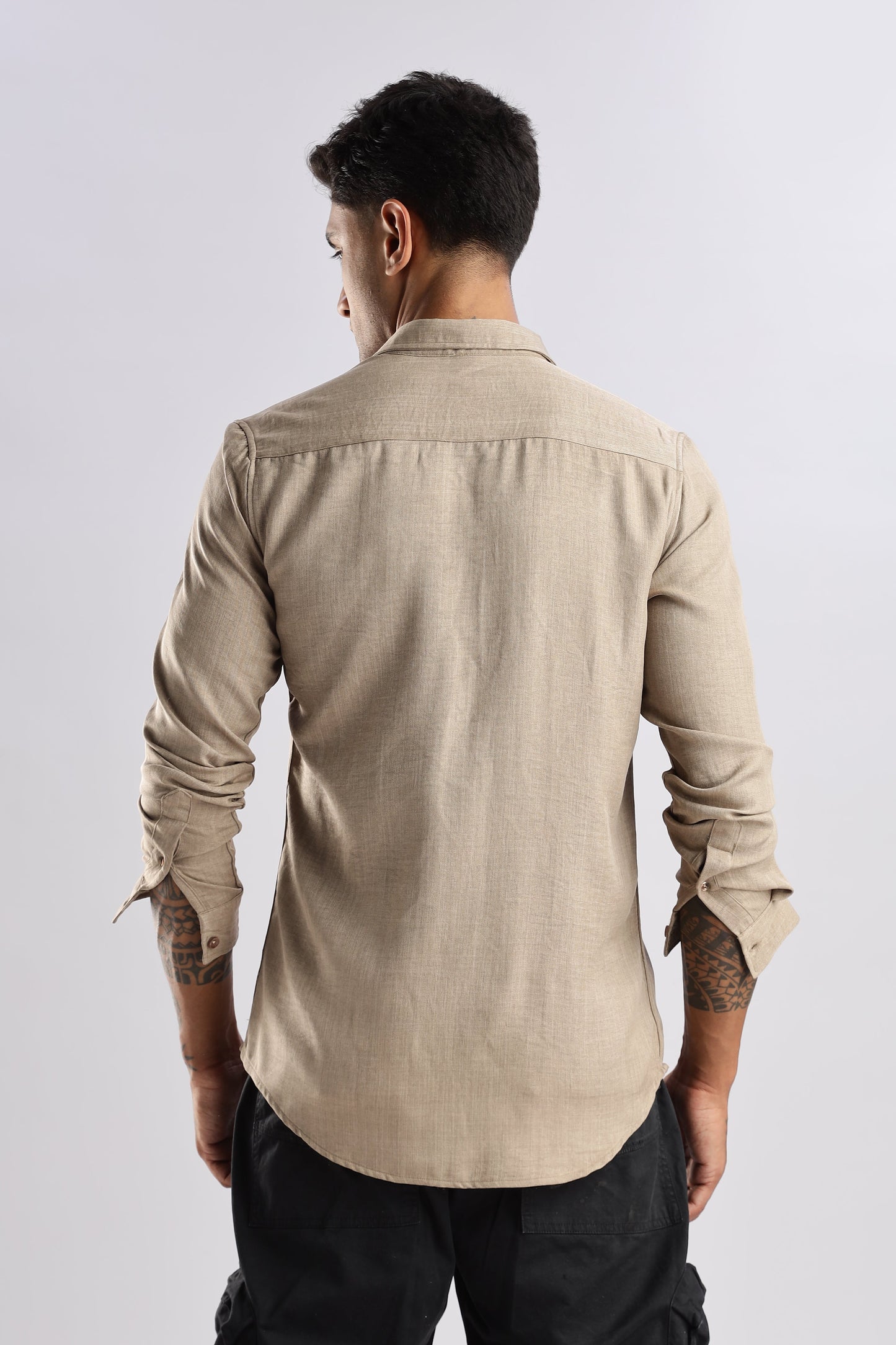 Men Air Linen Like Shirt-Fawn