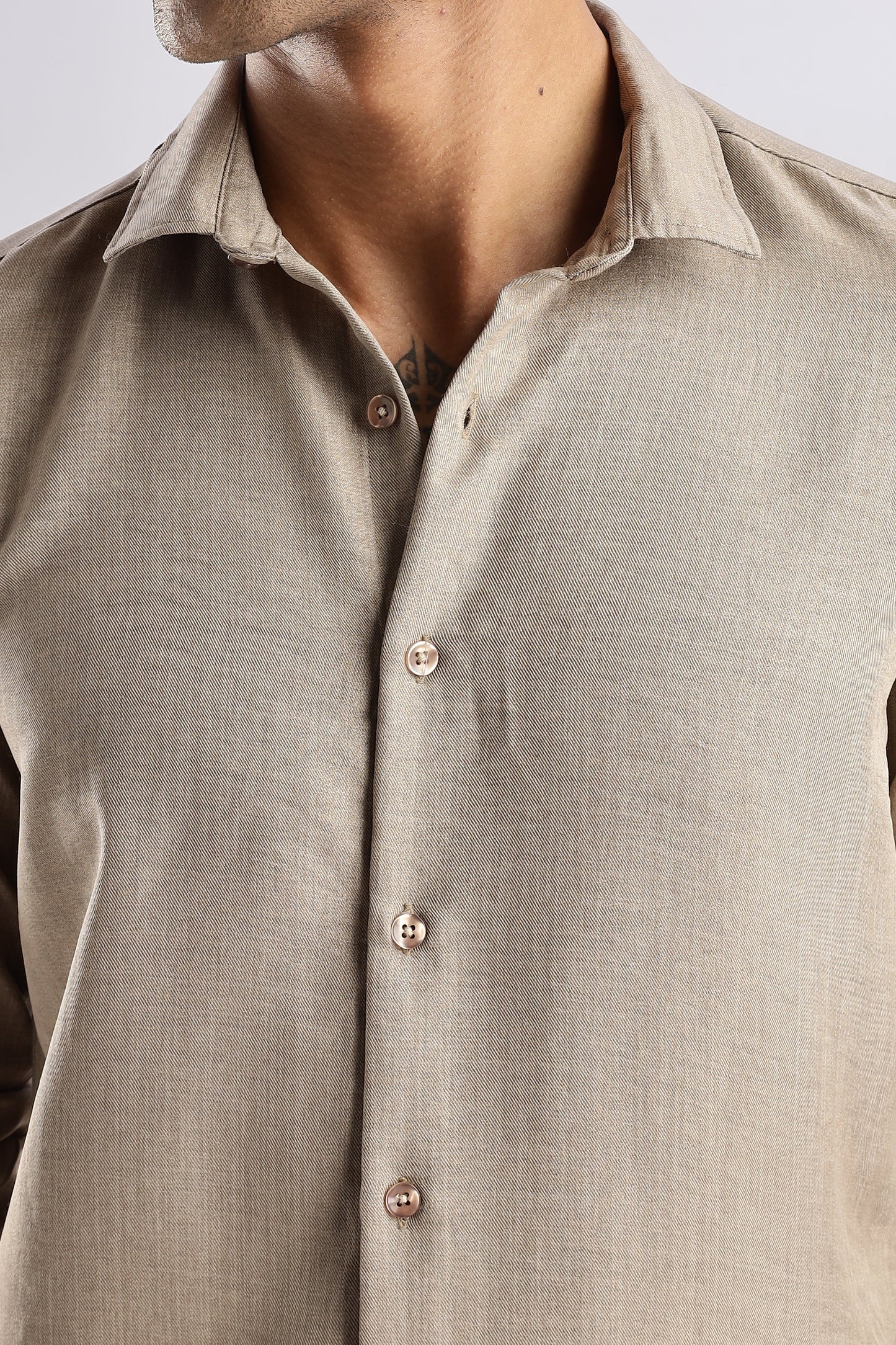 Men Air Linen Like Shirt-Fawn
