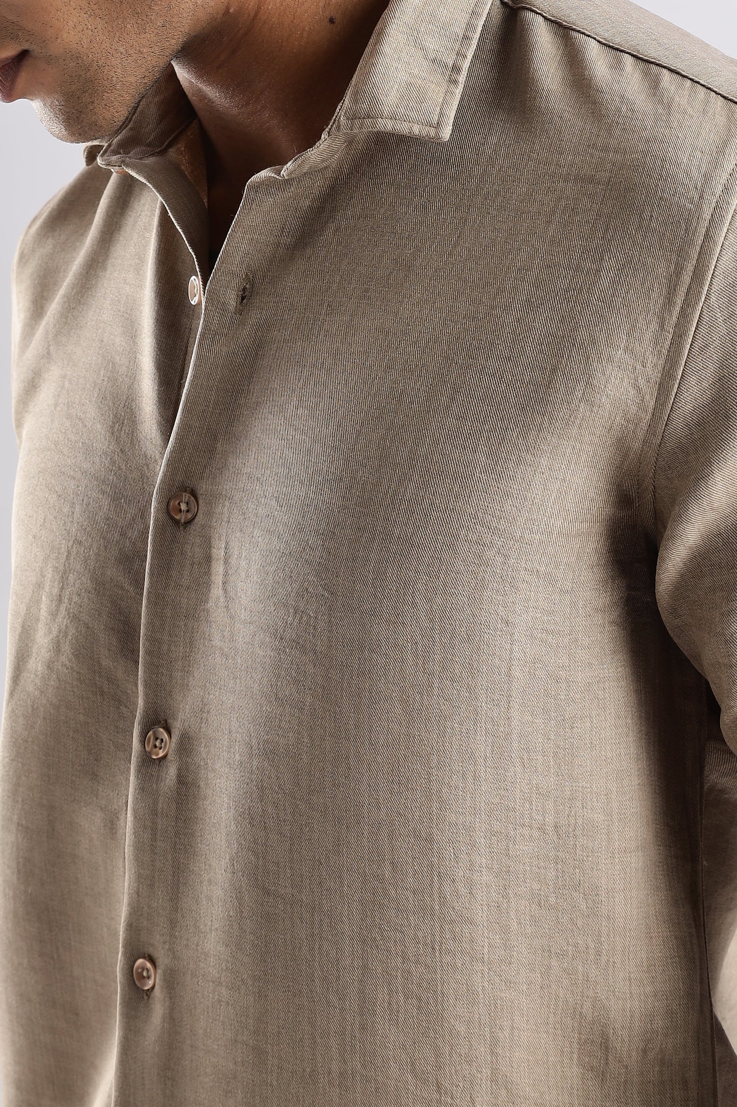 Men Air Linen Like Shirt-Fawn
