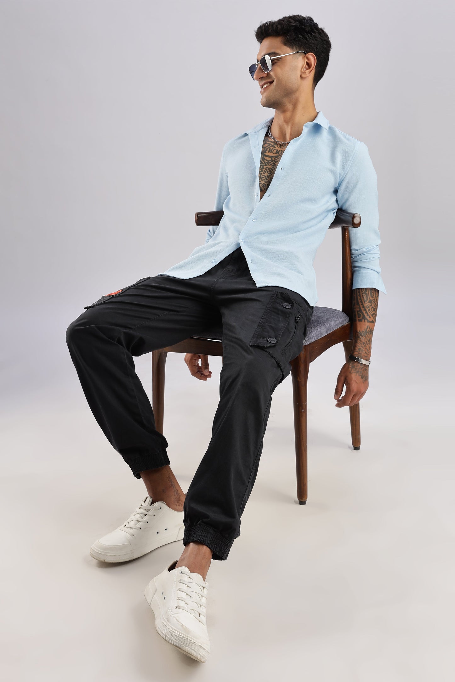 Men Air Like Linen Vintage Shirt-Sky Blue