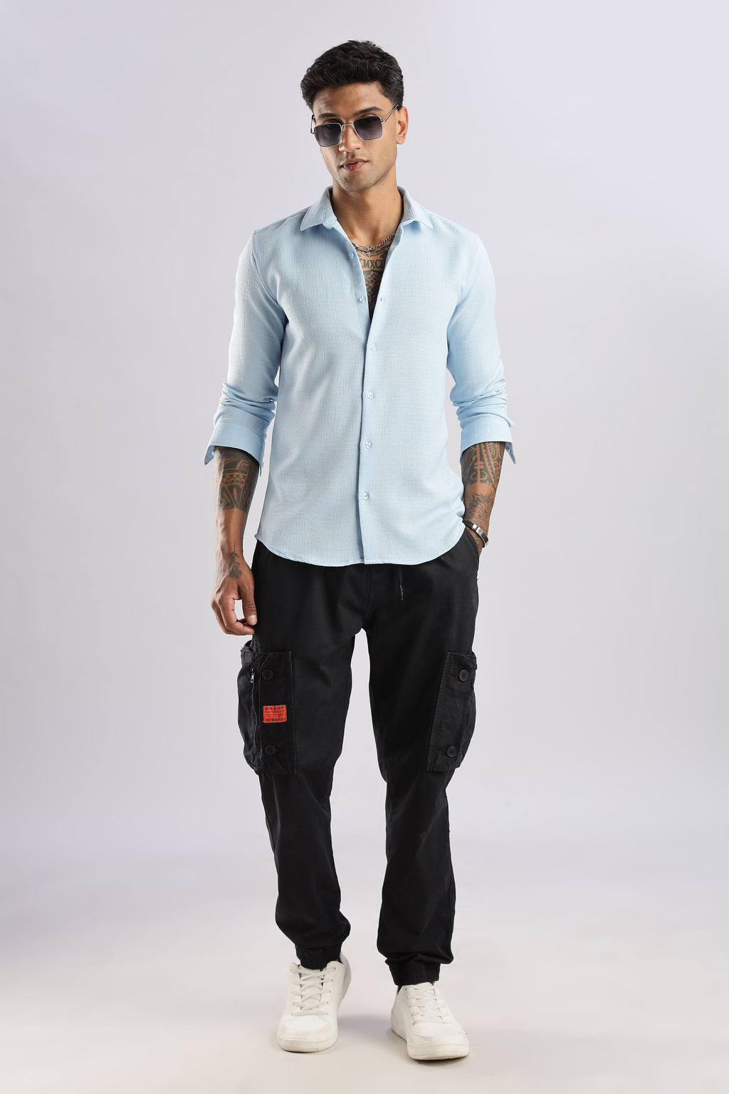 Men Air Like Linen Vintage Shirt-Sky Blue