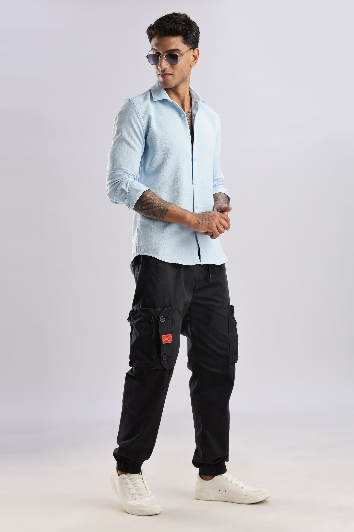 Men Air Like Linen Vintage Shirt-Sky Blue
