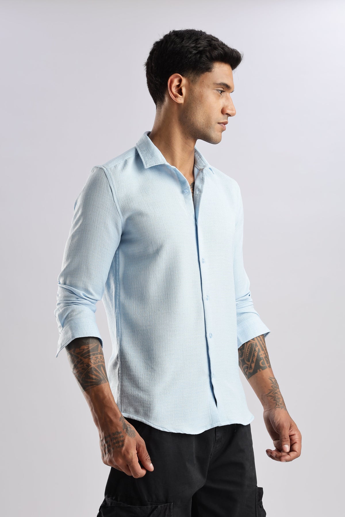 Men Air Like Linen Vintage Shirt-Sky Blue