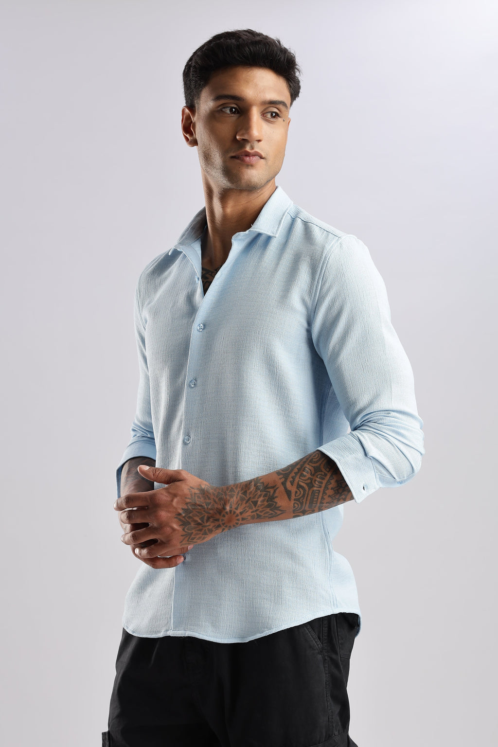 Men Air Like Linen Vintage Shirt-Sky Blue