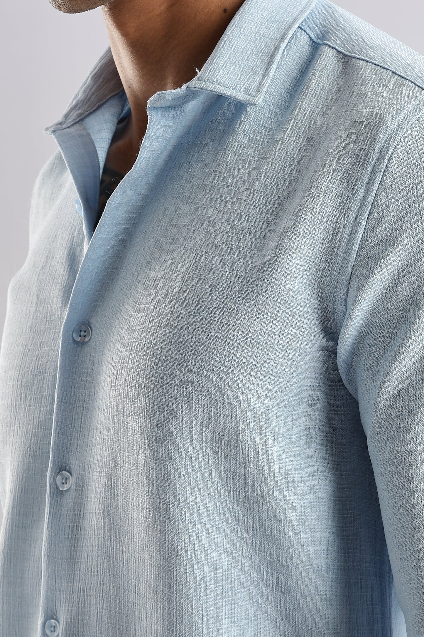 Men Air Like Linen Vintage Shirt-Sky Blue
