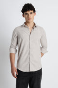 Men Milange Linen Look Shirts-Beige