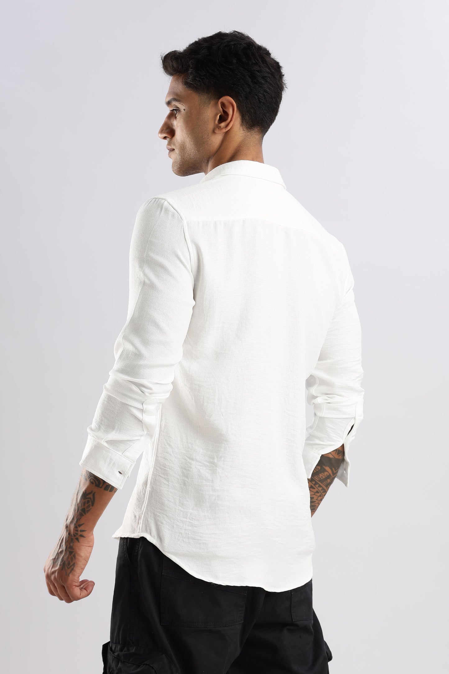 Men Linen Look Shirt-White