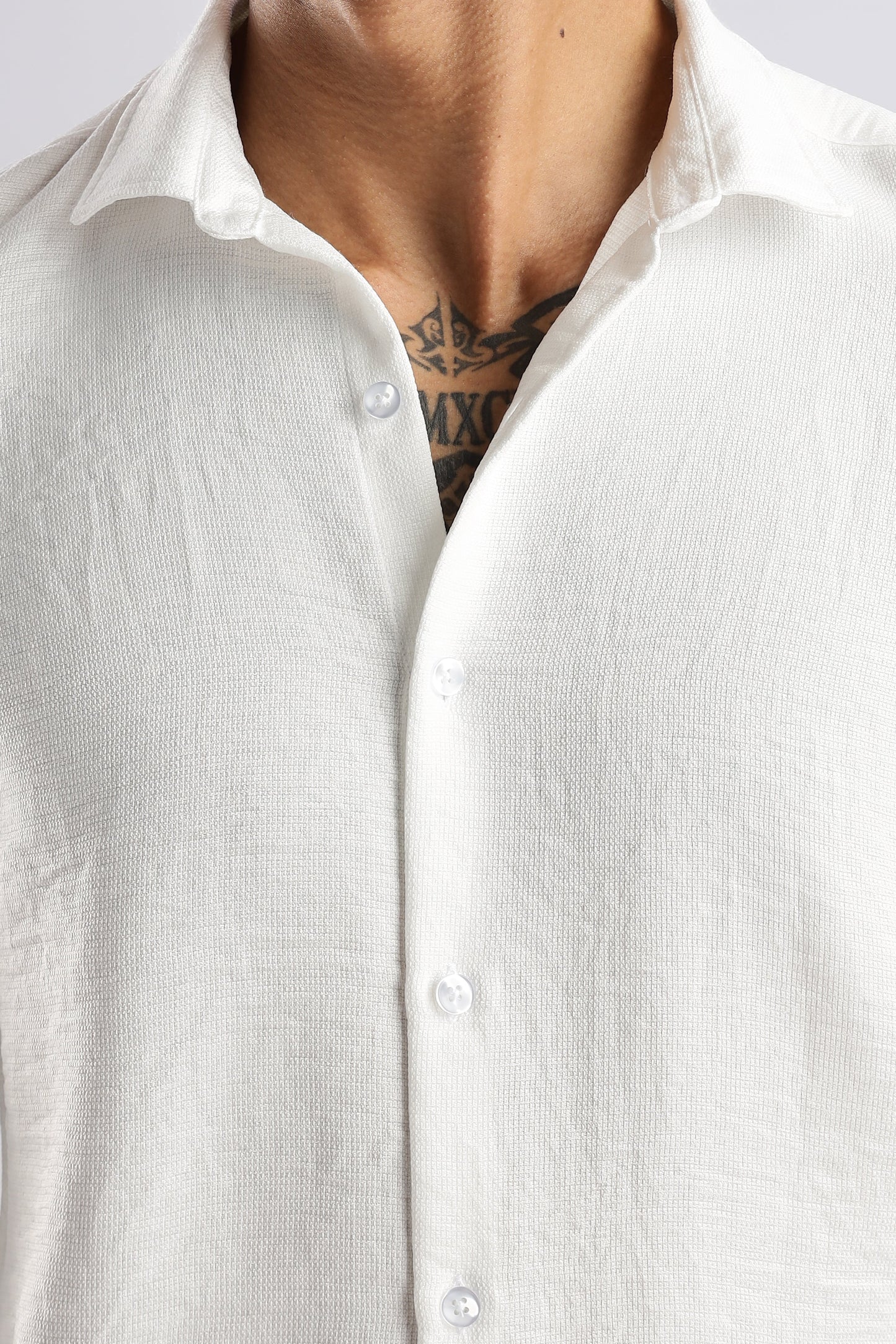 Men Linen Look Shirt-White