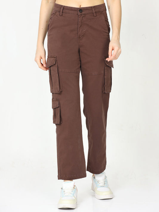 Vintage Brown Women Cargo Pants