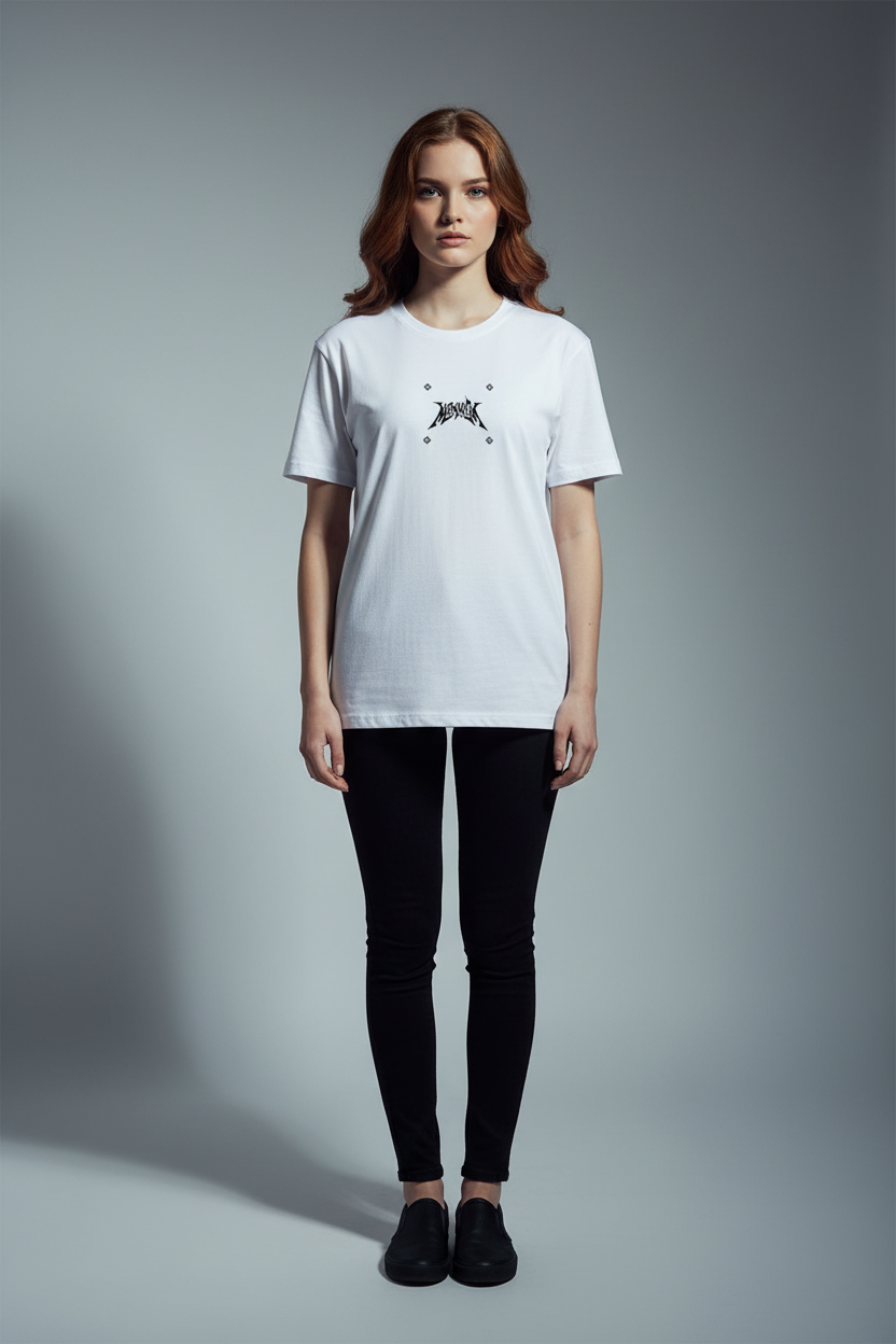 Women White Round Neck T-Shirt - 100% Cotton Bio Wash