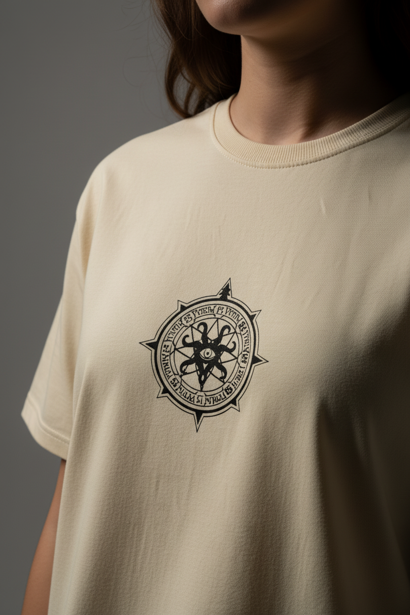 Women Cream Oversized T-Shirt - 100% Cotton Bio Wash Terry