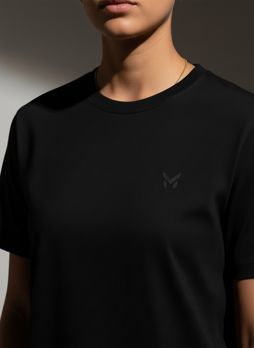 Women  Black Oversized T-Shirt - 100% Cotton Bio Wash Terry