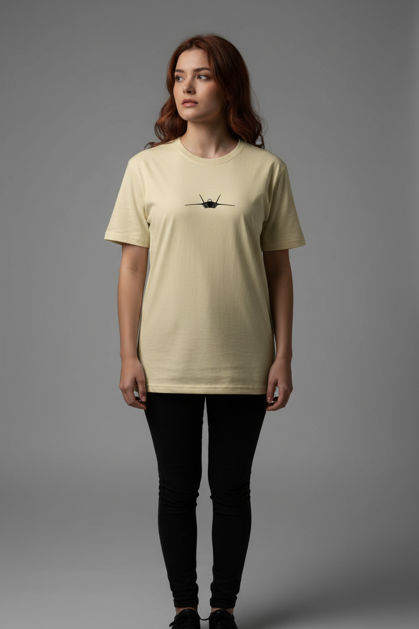 Women  Cream Oversized T-Shirt - 100% Cotton Bio Wash Terry