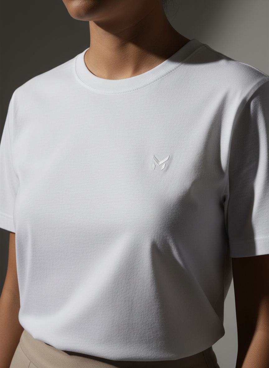 Women White Oversized T-Shirt - 100% Cotton Bio Wash Terry