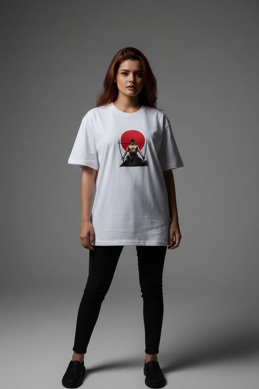 White Oversized T-Shirt - Women 100% Cotton Bio Wash Terry