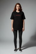 Women  Black Oversized T-Shirt - 100% Cotton Bio Wash Terry