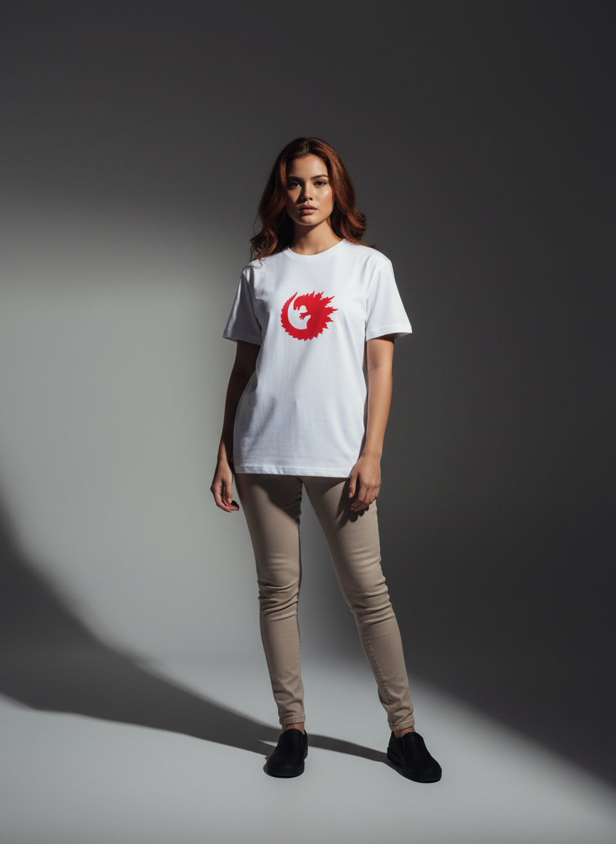 Women White Oversized T-Shirt -  100% Cotton Bio Wash Terry