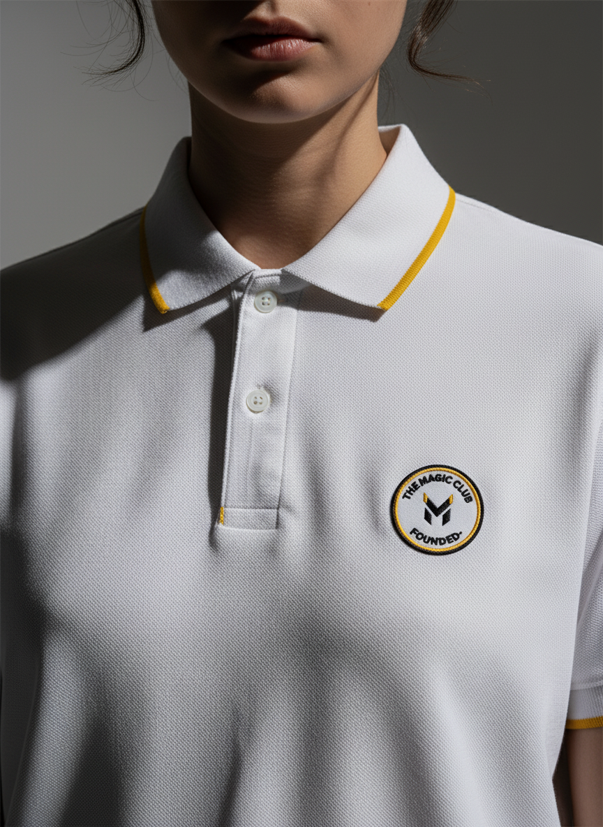 White Polo Shirt - Women 100% Cotton Bio Wash Pique
